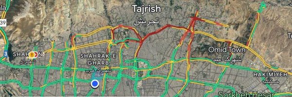 غوغای ترافیک در شب برفی تهران/ عکس