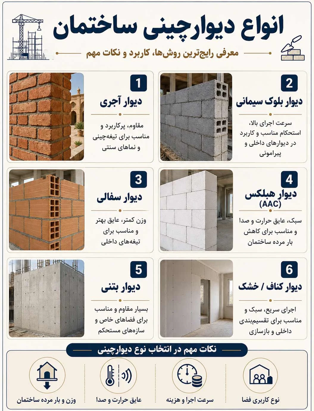 انواع دیوار چینی ساختمان + ملات، اصول اجرا و نکات طلایی برای استحکام