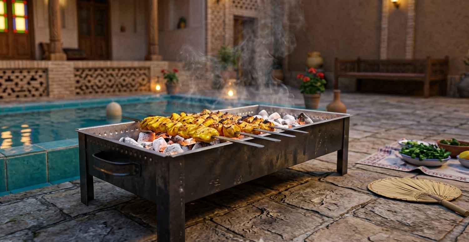 مشخصات و قیمت منقل کبابی ساده برای استفاده در پیکنیک